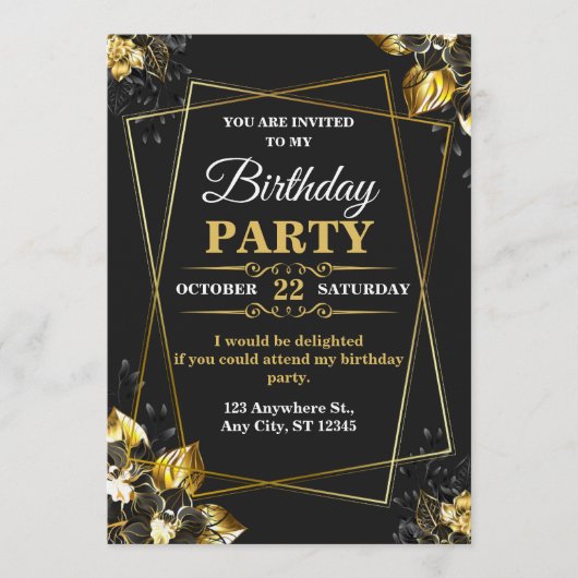 Elegant & Modern Birthday Card – CUSTOMIZABLE CARD Einladung (Vorderseite)