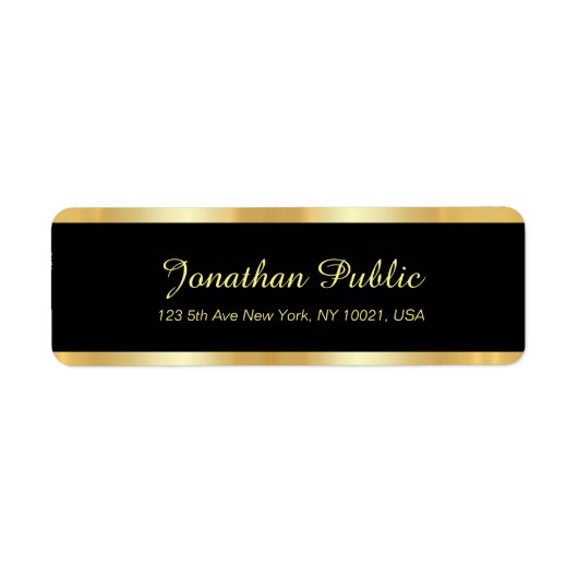 Elegant Modern Black And Gold Return Address (Vorne)