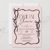  Elegant Modern Black Bow Bridal Shower Einladung (Vorderseite)