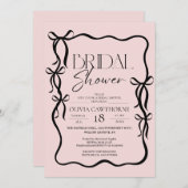  Elegant Modern Black Bow Bridal Shower Einladung (Vorne/Hinten)