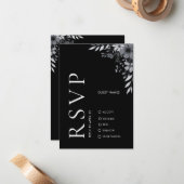Elegant Modern Black Floral Wedding RSVP Card Mitteilungskarte (Vorderseite/Rückseite Beispiel)