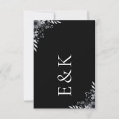 Elegant Modern Black Floral Wedding RSVP Card Mitteilungskarte (Rückseite)