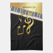 Elegant Modern Black Gold Music Notes,Piano Keys   Geschirrtuch (Vertikal)