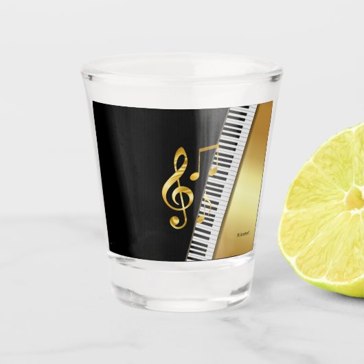 Elegant Modern Black Gold Music Notes,Piano Keys Schnapsglas (Vorderseite)