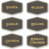 Elegant Modern Black Gold Pantry Food Jar Labels (Vorderseite)