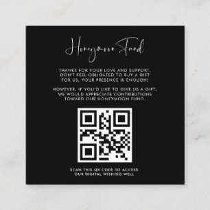 Elegant & Modern Black Honeymoon-Fonds QR-Code Begleitkarte