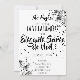 Elegant Modern Black & White Christmas Invite Einladung