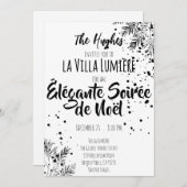 Elegant Modern Black & White Christmas Invite Einladung (Vorne/Hinten)