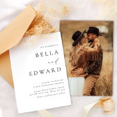 Elegant Modern Black White Simple Photo Wedding Einladung