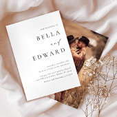 Elegant Modern Black White Simple Photo Wedding Einladung