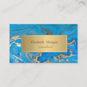 Elegant Modern Blau Marmor Gold Visitenkarte