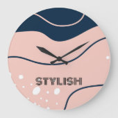 Elegant & modern blau & weiß große wanduhr (Vorderseite)