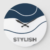 Elegant & modern blau & weiß große wanduhr (Vorderseite)