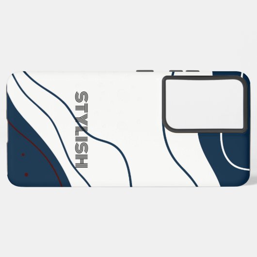 Elegant & modern blau & weiß samsung galaxy hülle (Rückseite (Horizontal))