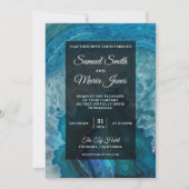 Elegant Modern Blue Agate Hochzeit Einladung (Vorderseite)