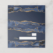 Elegant & Modern Blue and Gold Agate  Platzkarte (Außenseite Aufgefaltet)