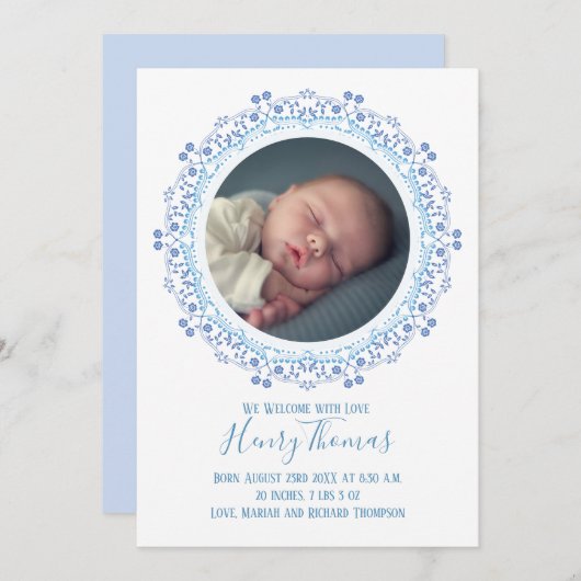 Elegant Modern Blue Baby Simple Sweet (Vorne/Hinten)