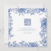 Elegant Modern Blue Florals Wedding Einladung (Rückseite)