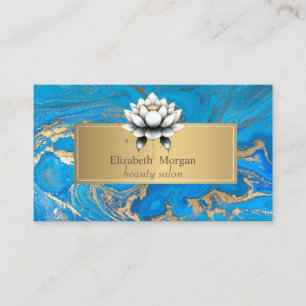 Elegant Modern Blue Gold Marble Visitenkarte