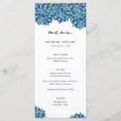  Elegant Modern Blue Hydrangeas Floral Wedding Menükarte (Vorderseite)