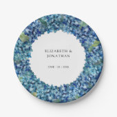 Elegant Modern Blue Hydrangeas Floral Wedding Pappteller (Vorderseite)
