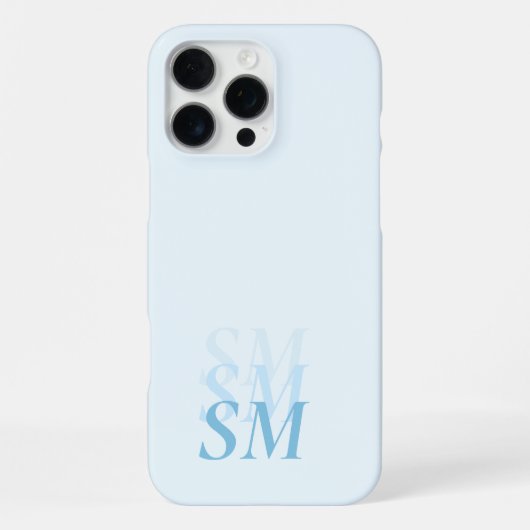 Elegant Modern Blue Initial Monogram iPhone Hülle (Rückseite)