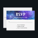 Elegant Modern Blue Lila Galaxy Bat Bar Mitzvah RSVP Karte<br><div class="desc">Elegante lila und blaue Fledermaus Bar mitzvah rsvp Karten, die mühelos personalisiert für Ihre Feier! Die 2 Farben modernen Neon Universum Design von Raphaela Wilson kann in jeder b'not / b'nai mitzvah Pläne auch passen. Durch die weitere Personalisierung dieser coolen Galaxy Bar bat mitzvah rsvp Karten können zusätzliche Ebenen entdeckt...</div>