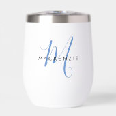 Elegant Modern Blue Script Monogram (Vorderseite)