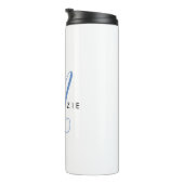 Elegant Modern Blue Script Monogram Thermosbecher (Nach rechts gedreht)