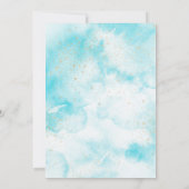 Elegant Modern Blue Watercolor Gold Cross Taufe Einladung (Rückseite)