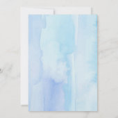 Elegant Modern Blue Watercolor Junge Erstgeburt Einladung (Rückseite)