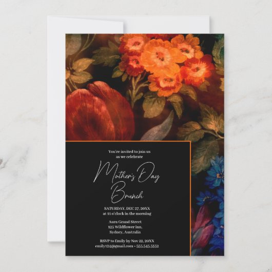 Elegant Modern Blumenstrauß Muttertag Einladung (Vorderseite)