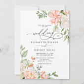 Elegant Modern Blush White Floral Wedding Einladung (Vorderseite)
