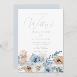 Elegant Modern Boho Blue Wedding Einladung