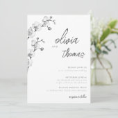 Elegant Modern Boho Calligraphy Orchids Wedding Einladung (Stehend Vorderseite)