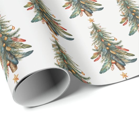Elegant Modern Boho Christmas Tree Geschenkpapier (Rolleneckpunkt)
