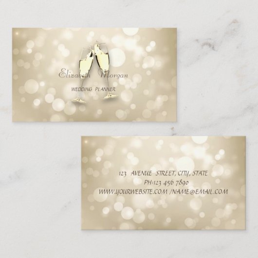 Elegant Modern Bokeh, Weinglas Visitenkarte (Vorne/Hinten)