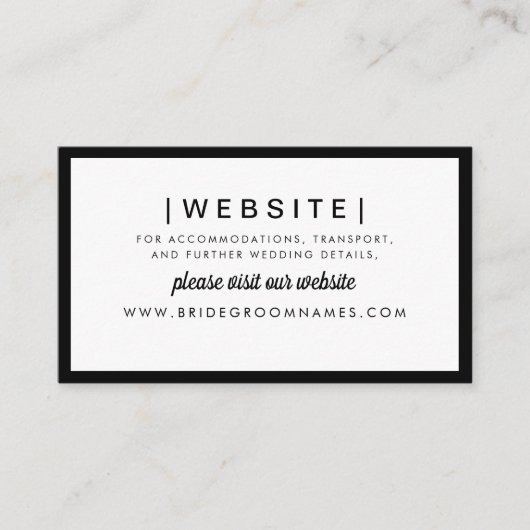 Elegant Modern Bold Black Stylish Wedding Website Begleitkarte (Vorderseite)