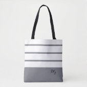 Elegant Modern Bold Stripes Monogram Initials Gray Tasche (Vorderseite)