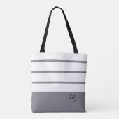 Elegant Modern Bold Stripes Monogram Initials Gray Tasche (Rückseite)