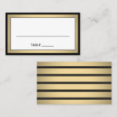 Elegant Modern Border Black, Gold & White Escort / Platzkarte (Vorne/Hinten)