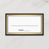 Elegant Modern Border Black, Gold & White Escort / Platzkarte (Vorderseite)