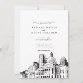 Elegant Modern Boston Sketch New England Wedding Einladung (Vorderseite)