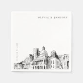 Elegant Modern Boston Sketch New England Wedding Serviette (Vorderseite)