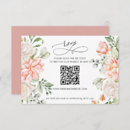 Elegant Modern Botanical Blush Floral QR CODE RSVP Karte