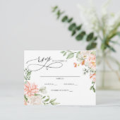 Elegant Modern Botanical Blush Floral RSVP Postkarte (Stehend Vorderseite)