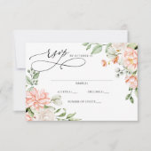 Elegant Modern Botanical Blush Floral Wedding RSVP Karte (Vorderseite)