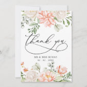 Elegant Modern Botanical Blush Pink Floral Wedding Dankeskarte (Vorderseite)
