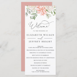 Elegant Modern Botanical Blush Pink Floral Wedding Programm