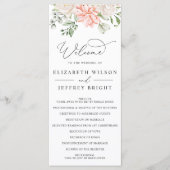 Elegant Modern Botanical Blush Pink Floral Wedding Programm (Vorderseite)